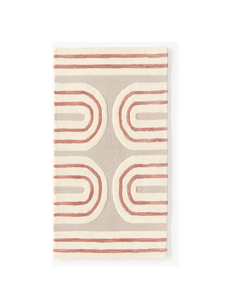Ručně tkaný vlněný koberec Arne, Béžová, terakotová, krémově bílá, Š 80 cm, D 150 cm (velikost XS)