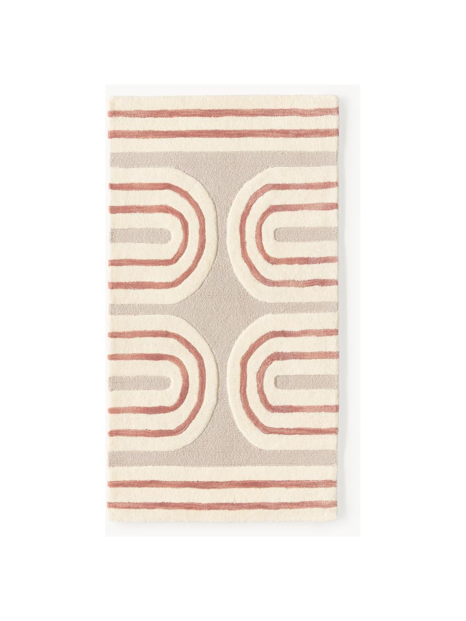 Tapis en laine tufté main Arne, Beige, terracotta, blanc crème, larg. 80 x long. 150 cm (taille XS)