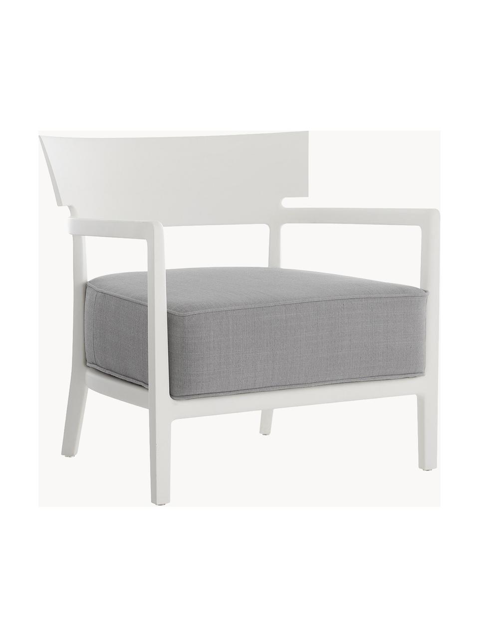 Fauteuil de jardin Cara, Tissu gris, blanc, larg. 68 x prof. 67 cm