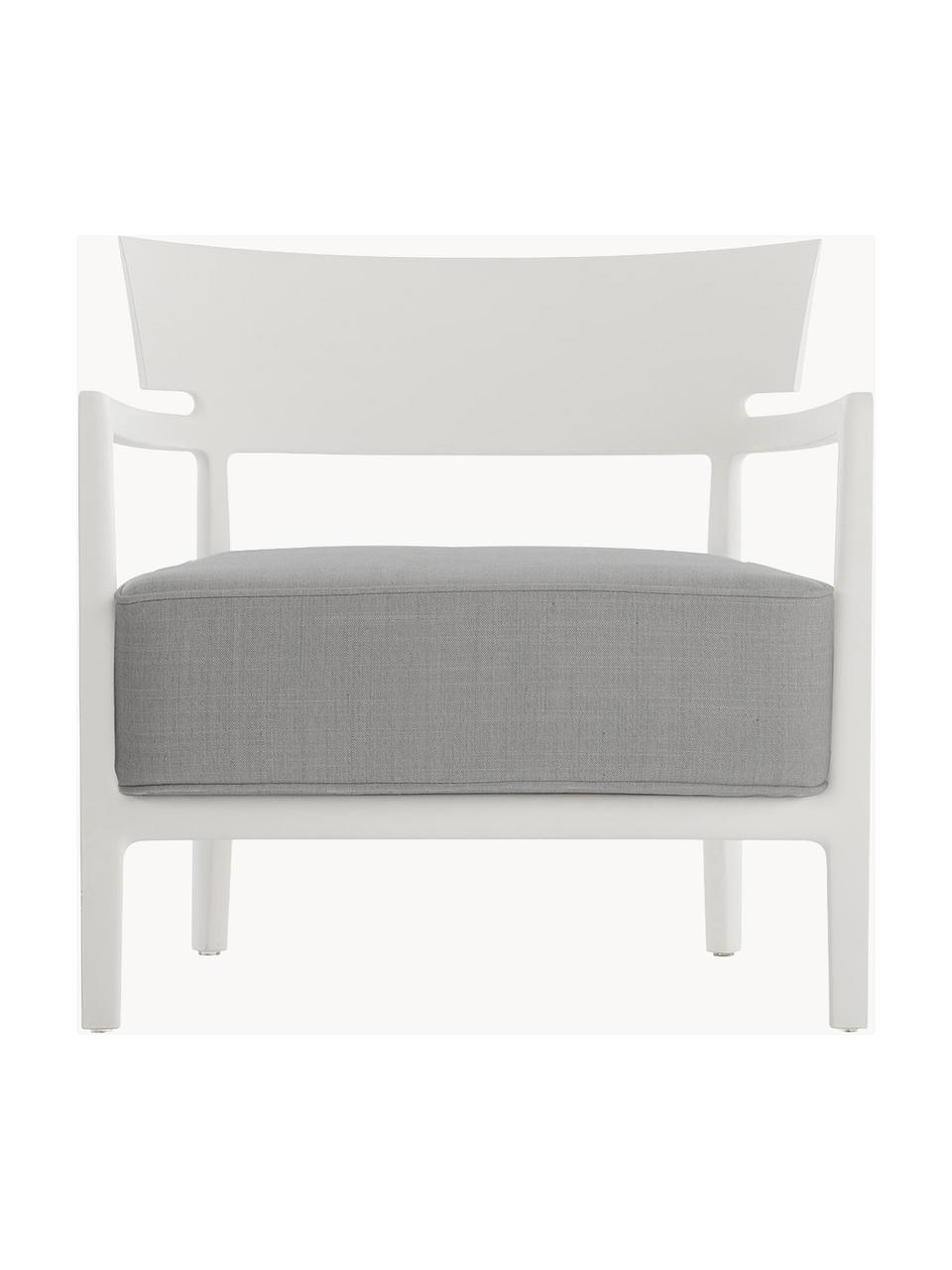 Fauteuil de jardin Cara, Tissu gris, blanc, larg. 68 x prof. 67 cm