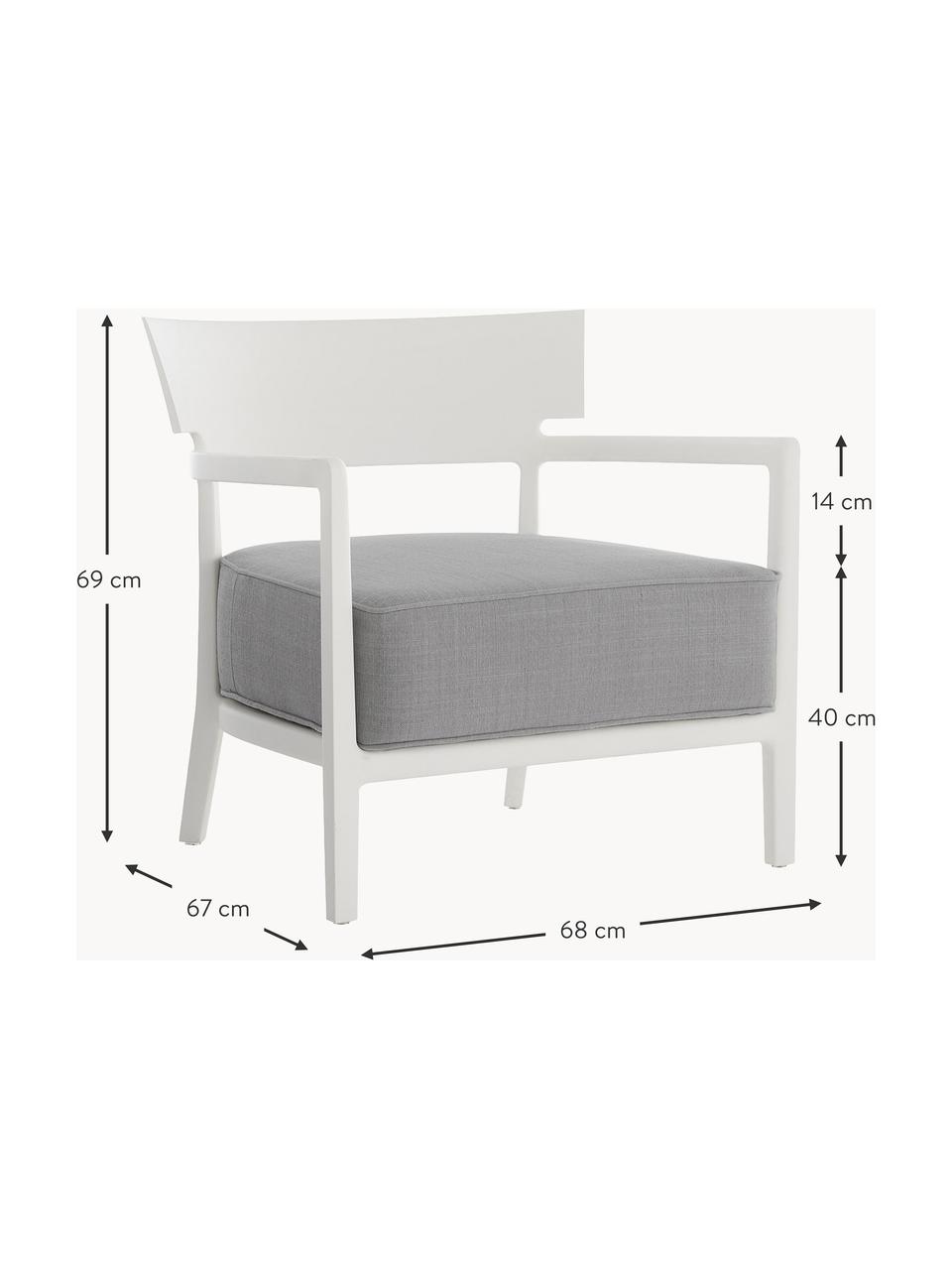 Fauteuil de jardin Cara, Tissu gris, blanc, larg. 68 x prof. 67 cm