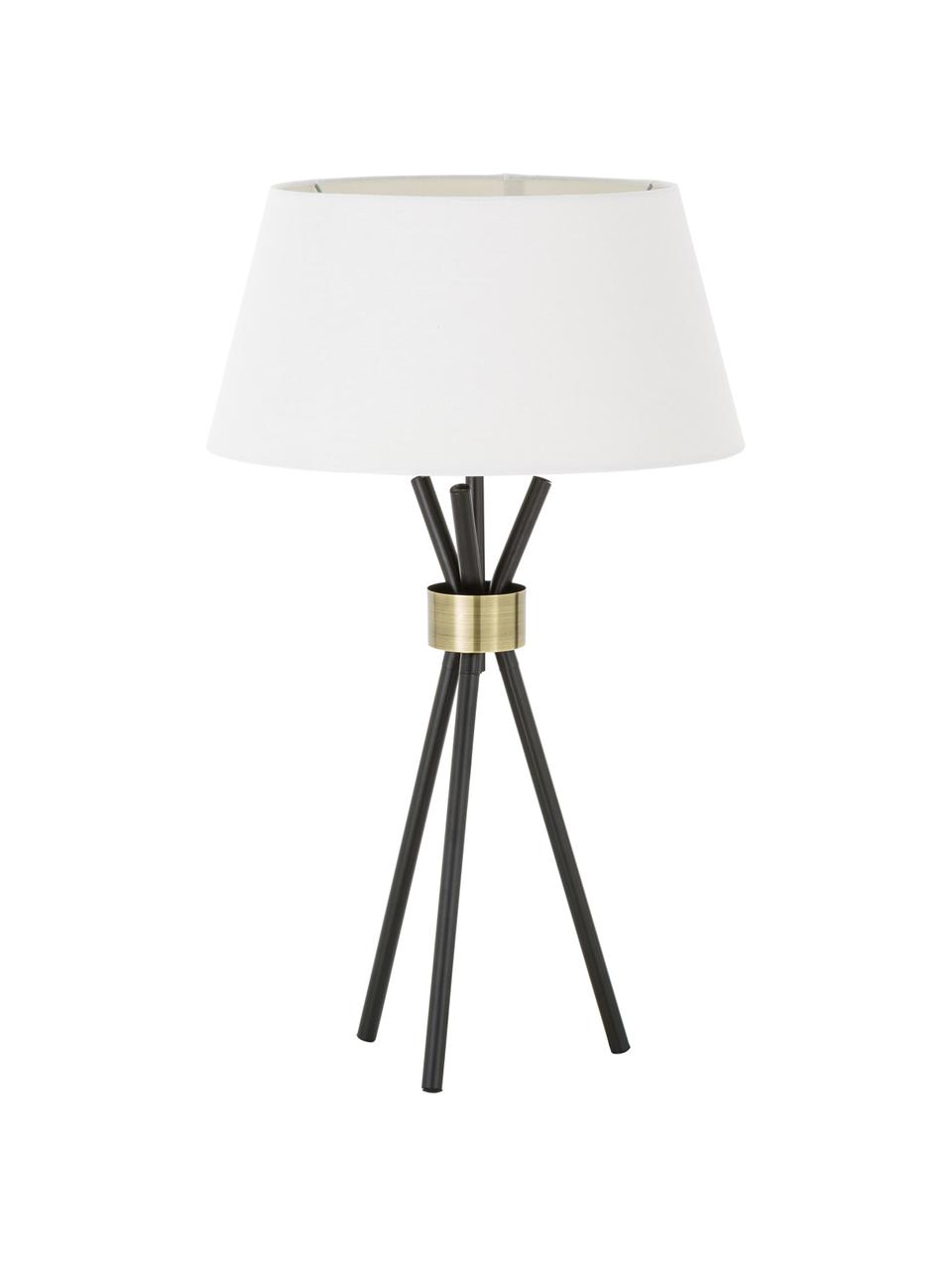 Lámpara de mesa grande Tribeca, Pantalla: lino, Blanco, negro, Ø 40 x Al 83 cm
