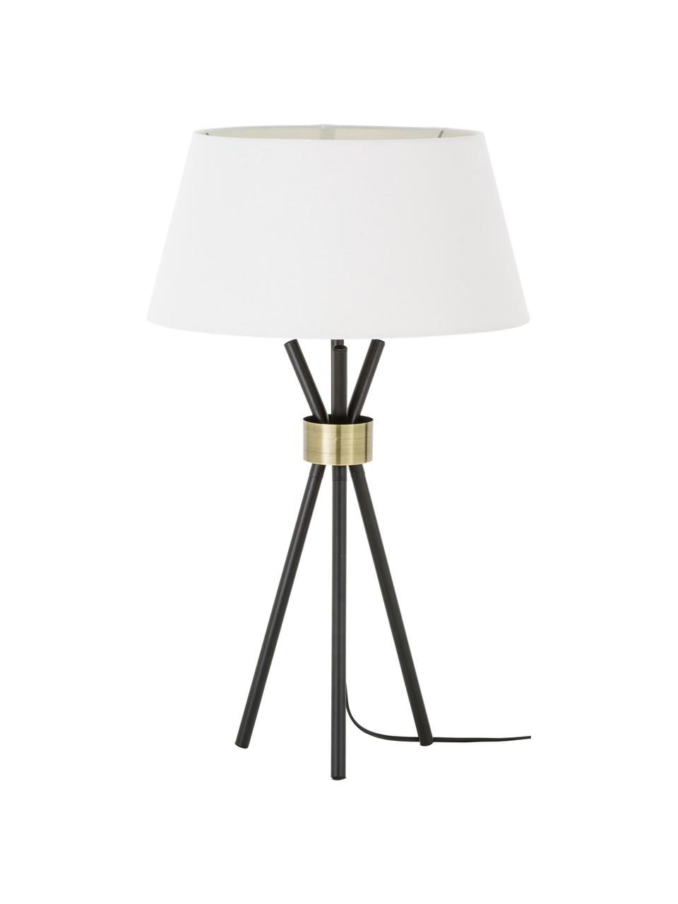 Lámpara de mesa grande Tribeca, Pantalla: lino, Blanco, negro, Ø 40 x Al 83 cm
