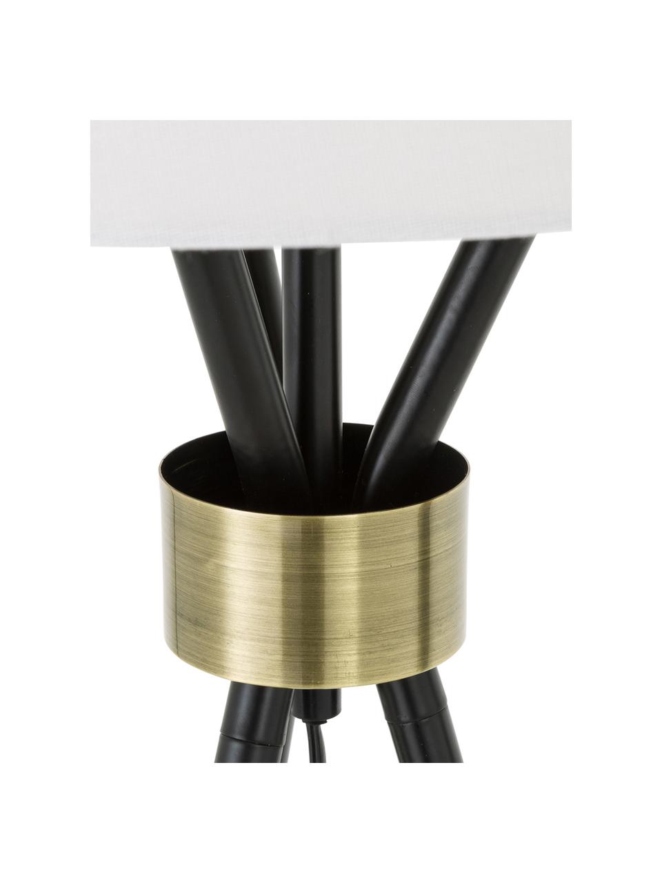 Grande lampada da tavolo treppiede Tribeca, Paralume: lino, Base della lampada: metallo verniciato, Bianco, nero, Ø 40 x Alt. 67 cm