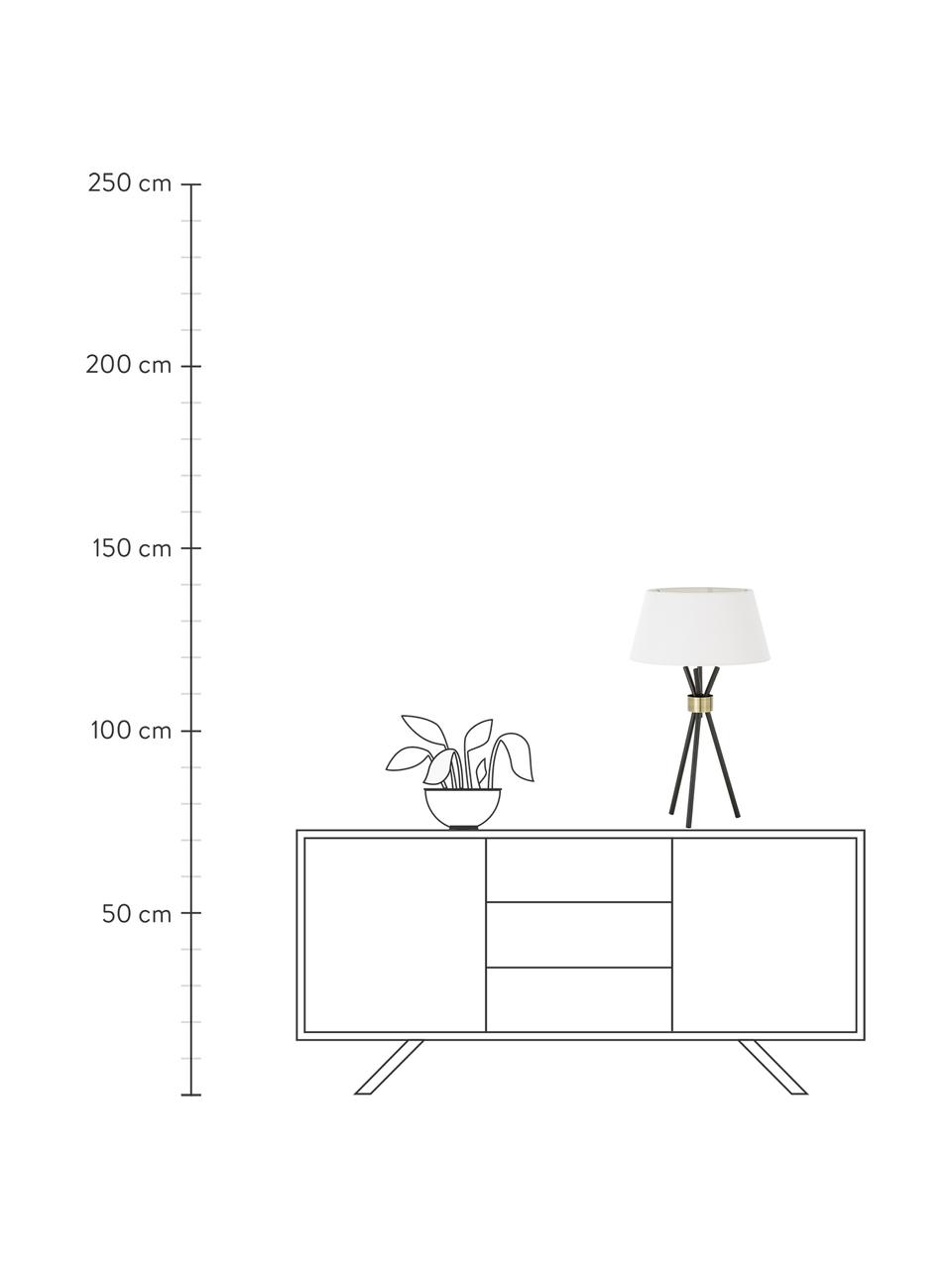 Grande lampada da tavolo treppiede Tribeca, Paralume: lino, Base della lampada: metallo verniciato, Bianco, nero, Ø 40 x Alt. 67 cm