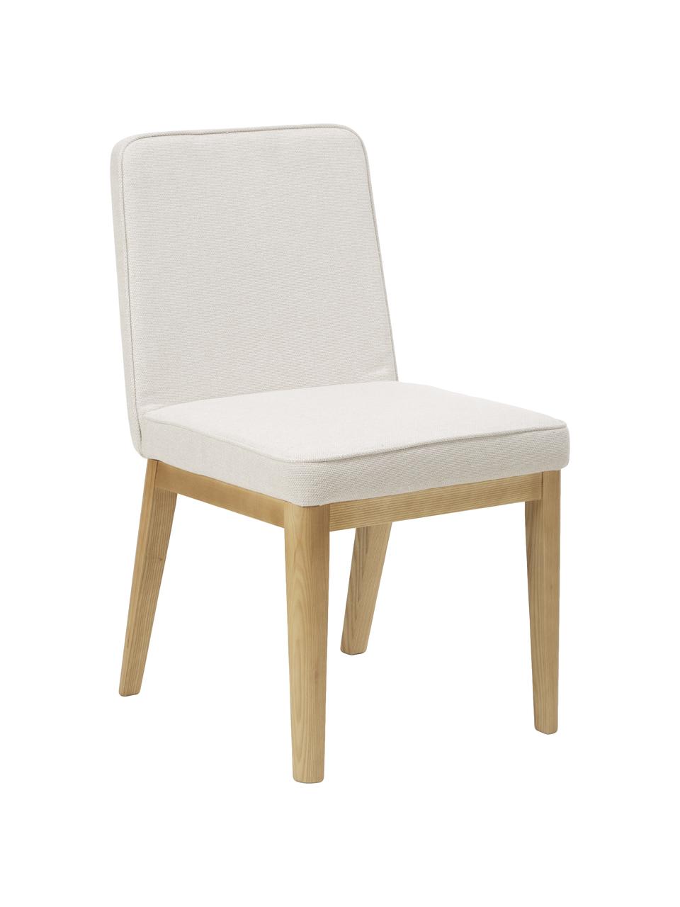 Krzesło tapicerowane z pokrowcem Russell, Tapicerka: 100% poliester Dzięki tka, Nogi: drewno jesionowe, Biały, S 47 x W 86 cm