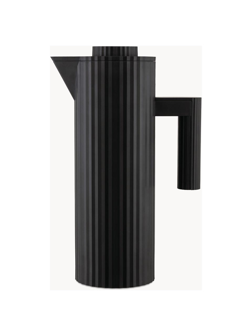 Thermoskan Plissé met gestructureerde oppervlak, 1 L, Thermoplastische hars, glas, Zwart, 1 l