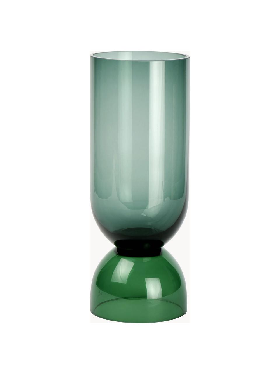 Vaso fatto a mano Vasari, alt. 32 cm, Vetro, Tonalità del verde trasparente, Ø 12 x Alt. 32 cm