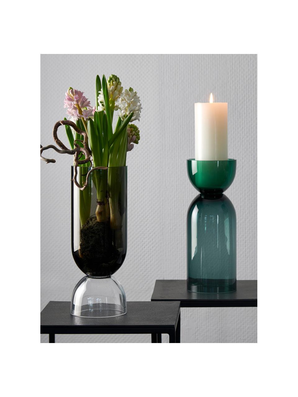 Vase fait main Vasari, haut. 32 cm, Verre, Tons verts, transparent, Ø 12 x haut. 32 cm