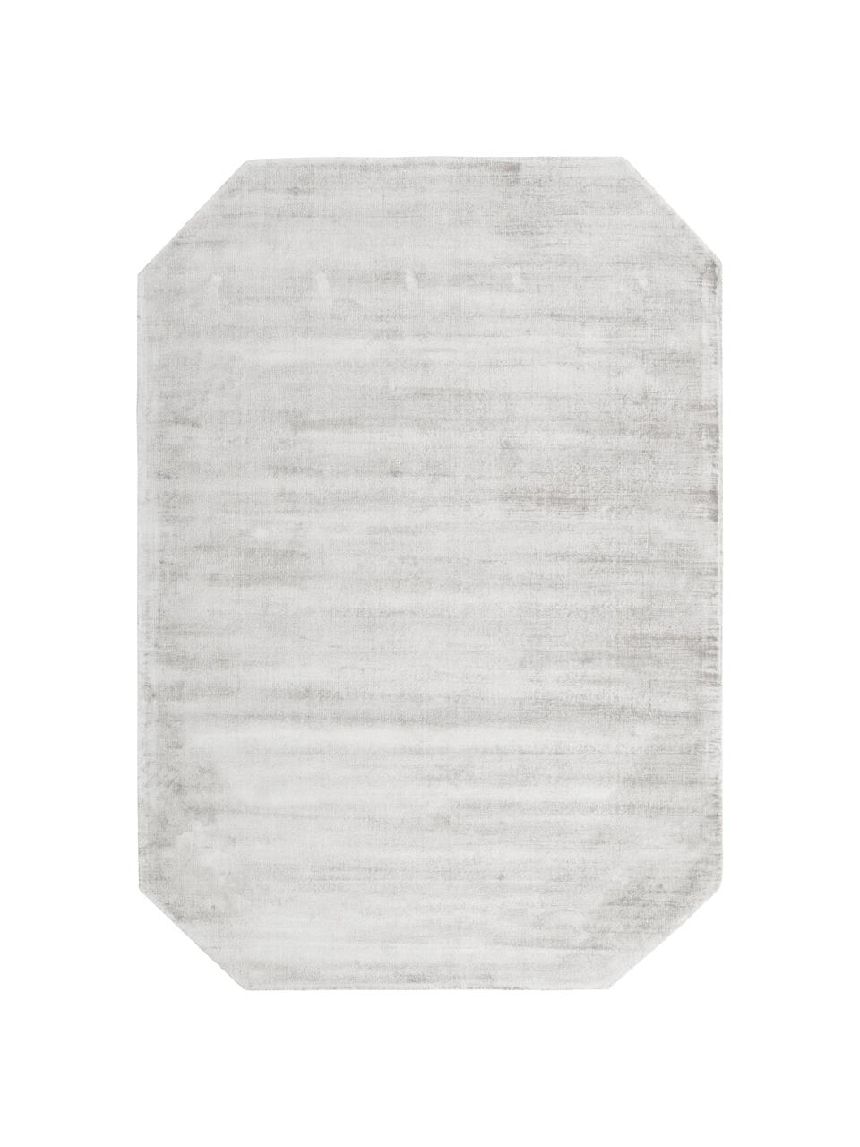 Viscose vloerkleed Jane Diamond, Bovenzijde: 100% viscose, Onderzijde: 100% katoen, Lichtgrijs-beige, 160 x 230 cm