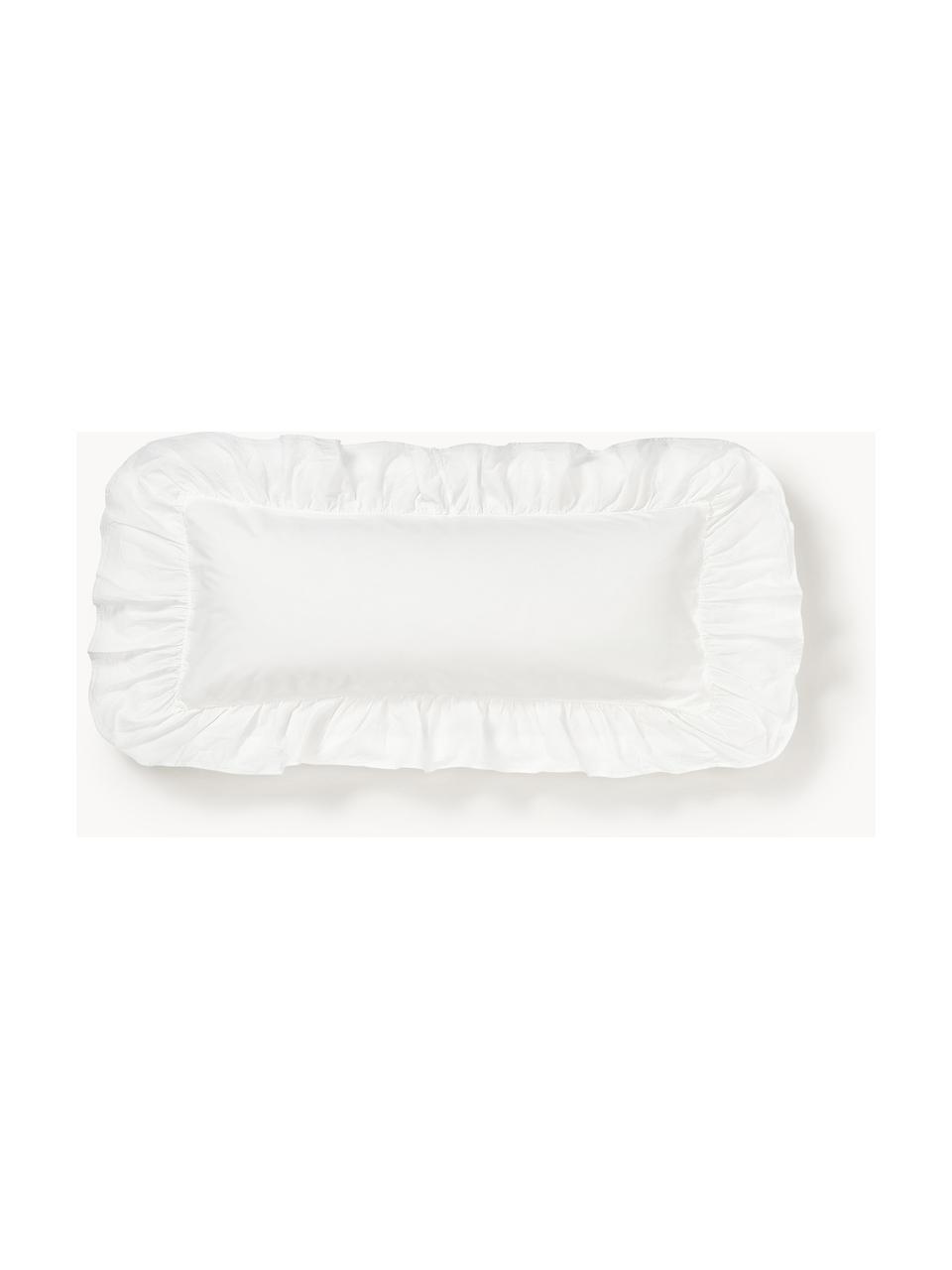 Funda de almohada de algodón con volantes Louane, Blanco, An 45 x L 110 cm