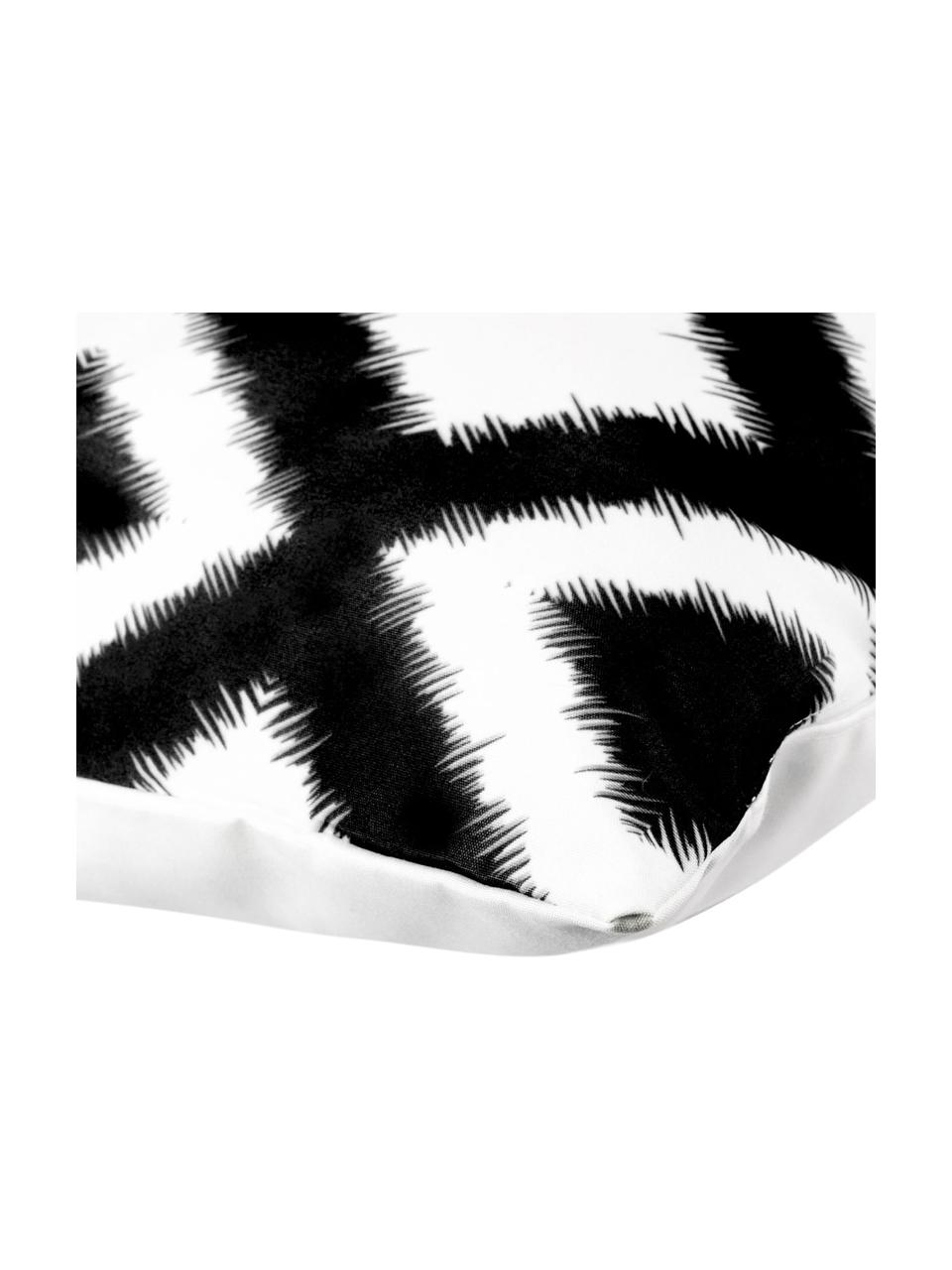 Funda de cojín con rombos Losange, 70% poliéster, 30% algodón, Blanco, negro, An 50 x L 50 cm