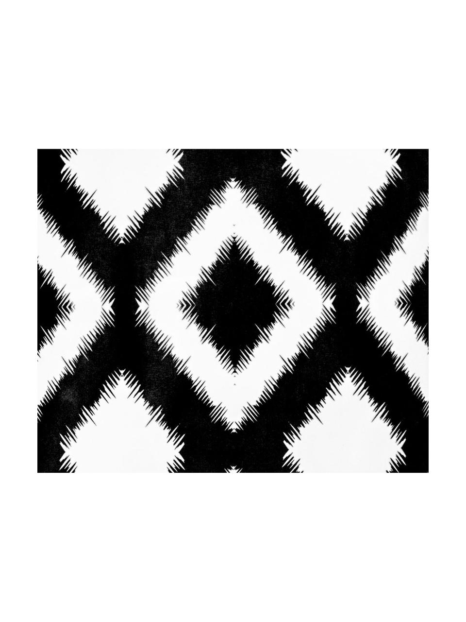 Dubbelzijdige kussenhoes Losange, 70% polyester, 30% katoen, Wit, zwart, 50 x 50 cm