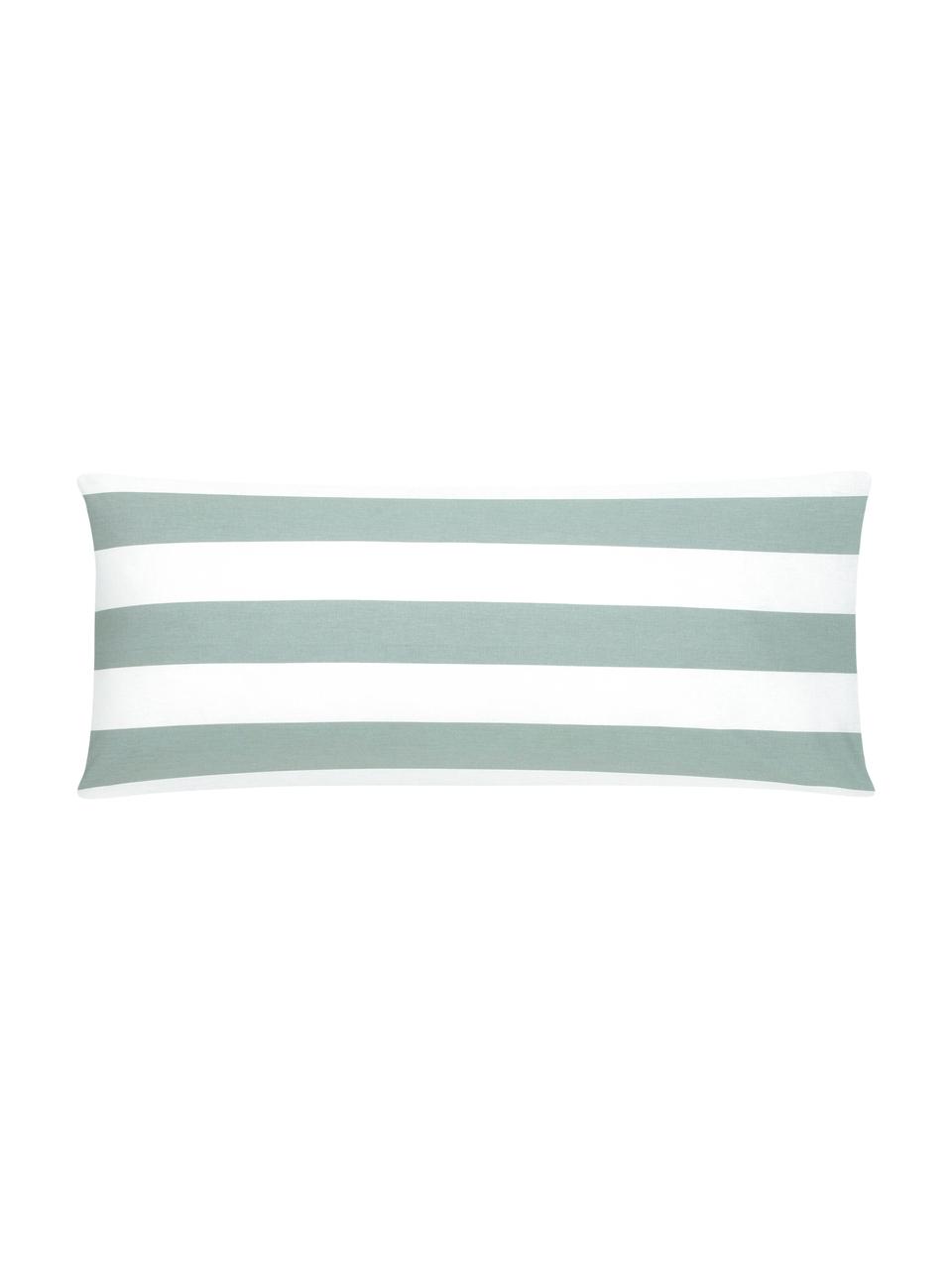 Funda de almohada de algodón Lorena, 45 x 110 cm, Verde salvia, blanco, An 45 x L 110 cm