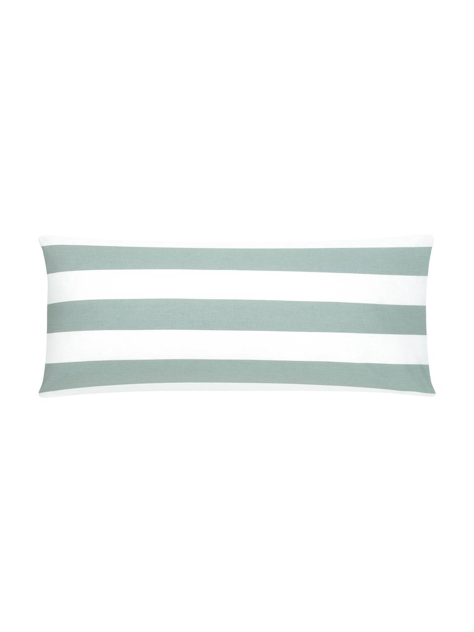 Funda de almohada de algodón Lorena, Verde salvia, blanco, An 45 x L 110 cm