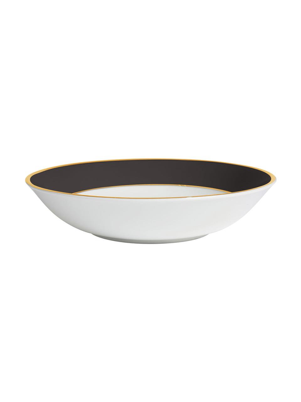 Hlboký tanier z porcelánu Ginger, 6 ks, Porcelán, Čierna, biela, odtiene zlatej, Ø 23 x V 5 cm