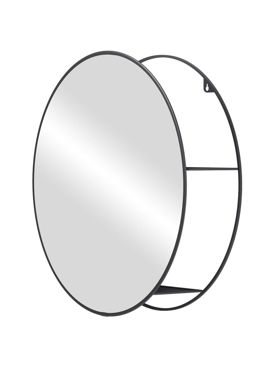 Okrúhle zrkadlo s odkladacou plochou Cirko, Čierna, Ø 51 cm