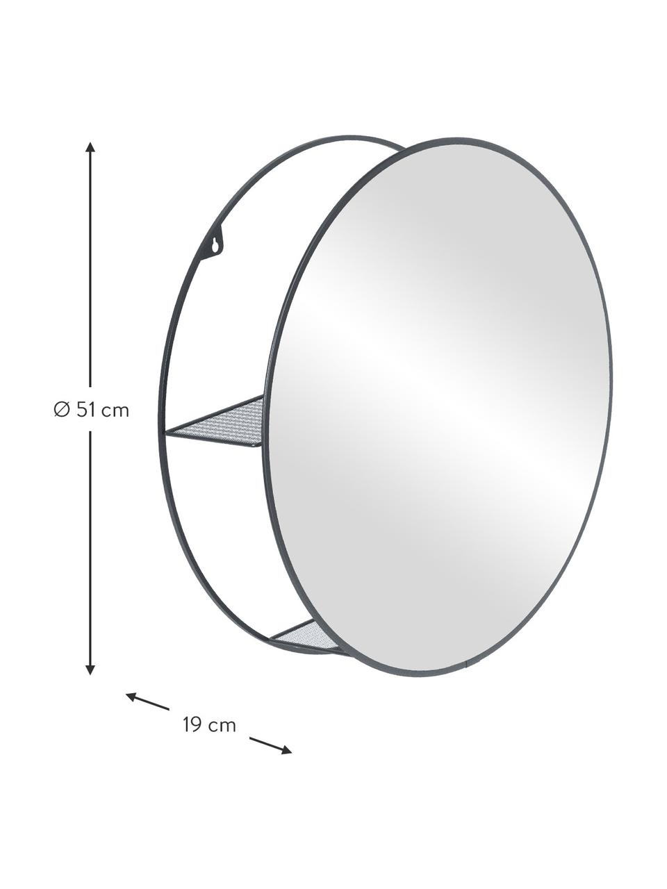 Okrúhle zrkadlo s odkladacou plochou Cirko, Čierna, Ø 51 cm