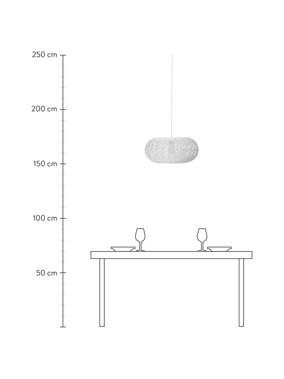 Hanglamp Lubino van papier, Lampenkap: papier, Baldakijn: verchroomd metaal, Wit, Ø 50 x H 23 cm