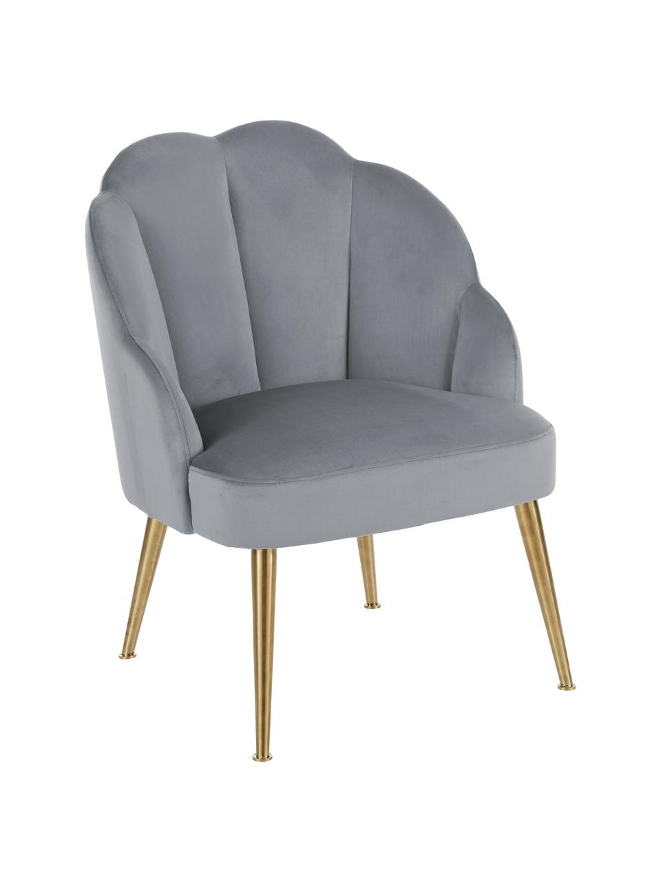 Fauteuil cocktail en velours Helle, Velours gris