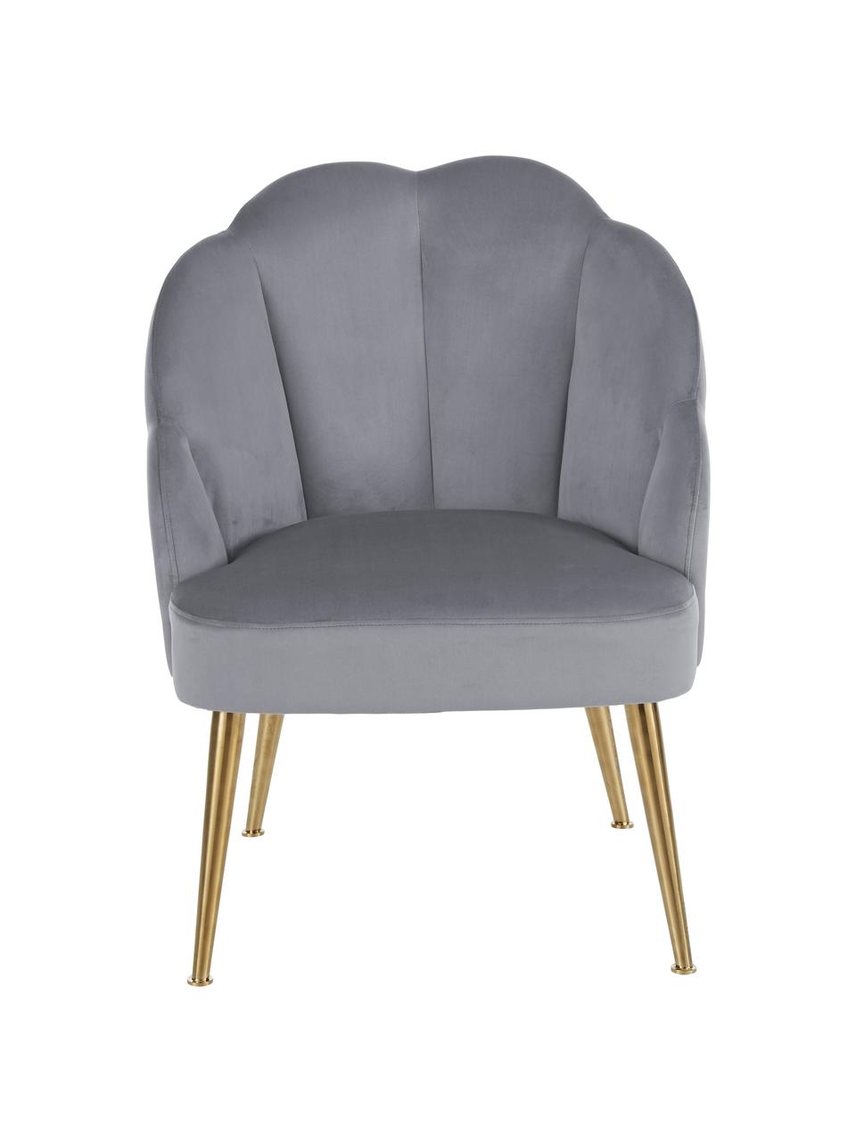 Fauteuil cocktail en velours Helle, Velours gris