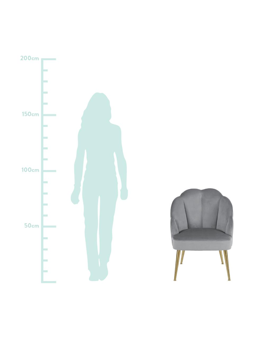 Fluwelen cocktailfauteuil Helle, Bekleding: fluweel (polyester), Poten: gepoedercoat metaal, Fluweel grijs, B 65 x D 65 cm