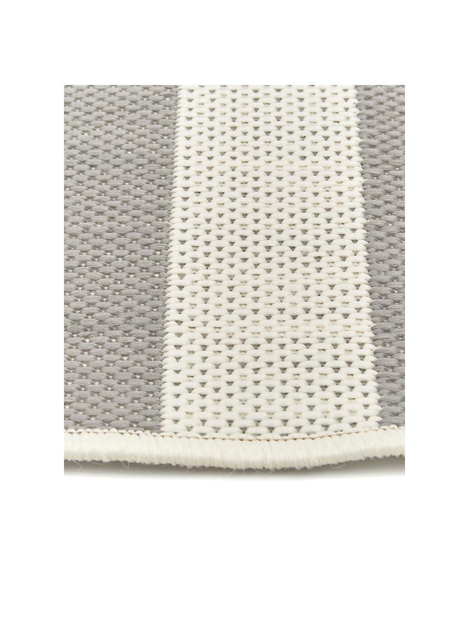 Tapis d'extérieur à jeu de rayures Axa, 86 % polypropylène, 14 % polyester, Blanc crème, gris, larg. 80 x long. 150 cm (taille XS)