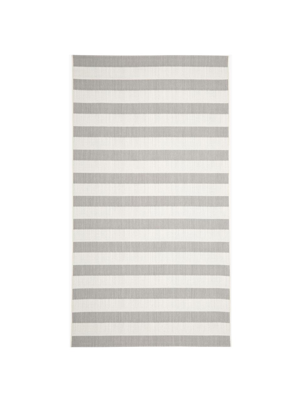 Pruhovaný interiérový/exteriérový koberec Axa, 86 % polypropylen, 14 % polyester, Tlumeně bílá, šedá, Š 80 cm, D 150 cm (velikost XS)