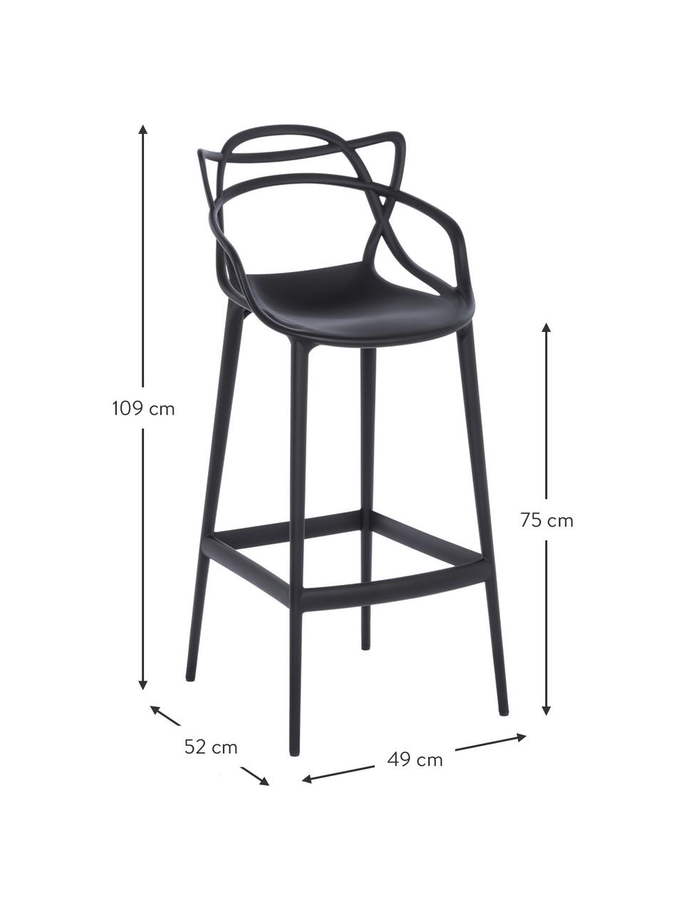 Krzesło barowe Masters, Polipropylen, Czarny, S 49 x W 109 cm