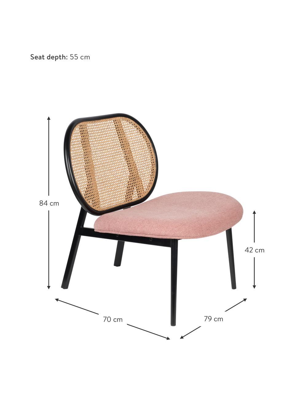 Sillón Spike, Tapizado: poliéster 100.000 ciclos , Estructura: ratán, madera de haya., Tapizado: espuma de poliuretano, 28, Patas: metal con pintura en polv, Beige, rosa, An 79 x F 70cm