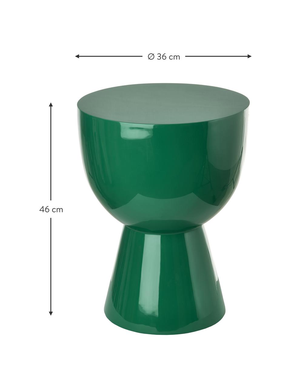 Mesa auxiliar redonda Tam Tam, Plástico pintado, Verde oscuro, Ø 36 x Al 46 cm