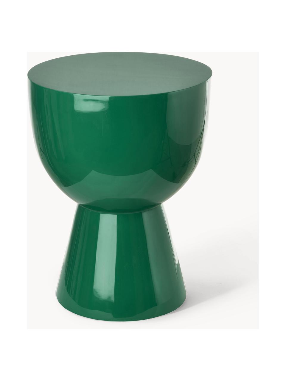 Kulatý odkládací stolek Tam Tam, Lakovaná umělá hmota, Tmavě zelená, Ø 36 cm, V 46 cm