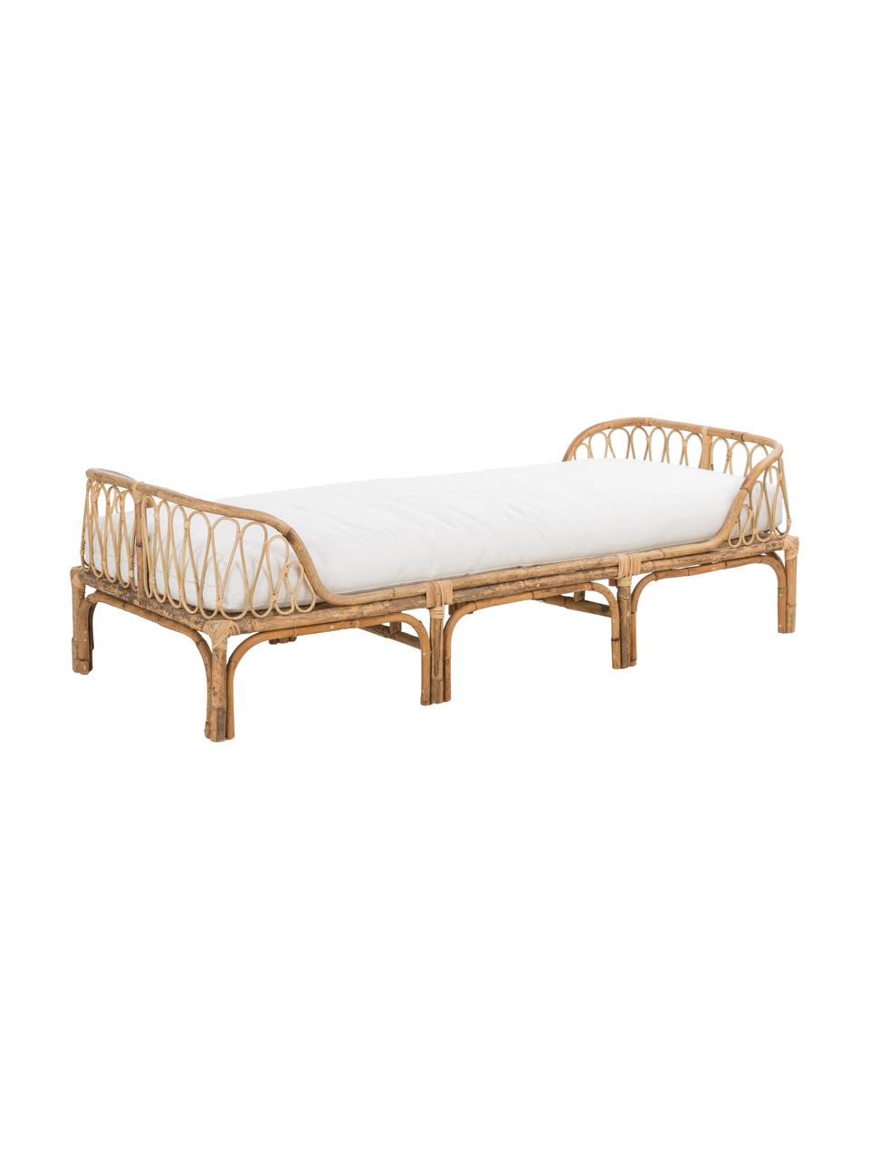 Bambus-Daybed Blond mit Liegepolster, Rahmen: Bambus, Bezug: Baumwolle, Bambus, Weiss, B 185 x T 78 cm