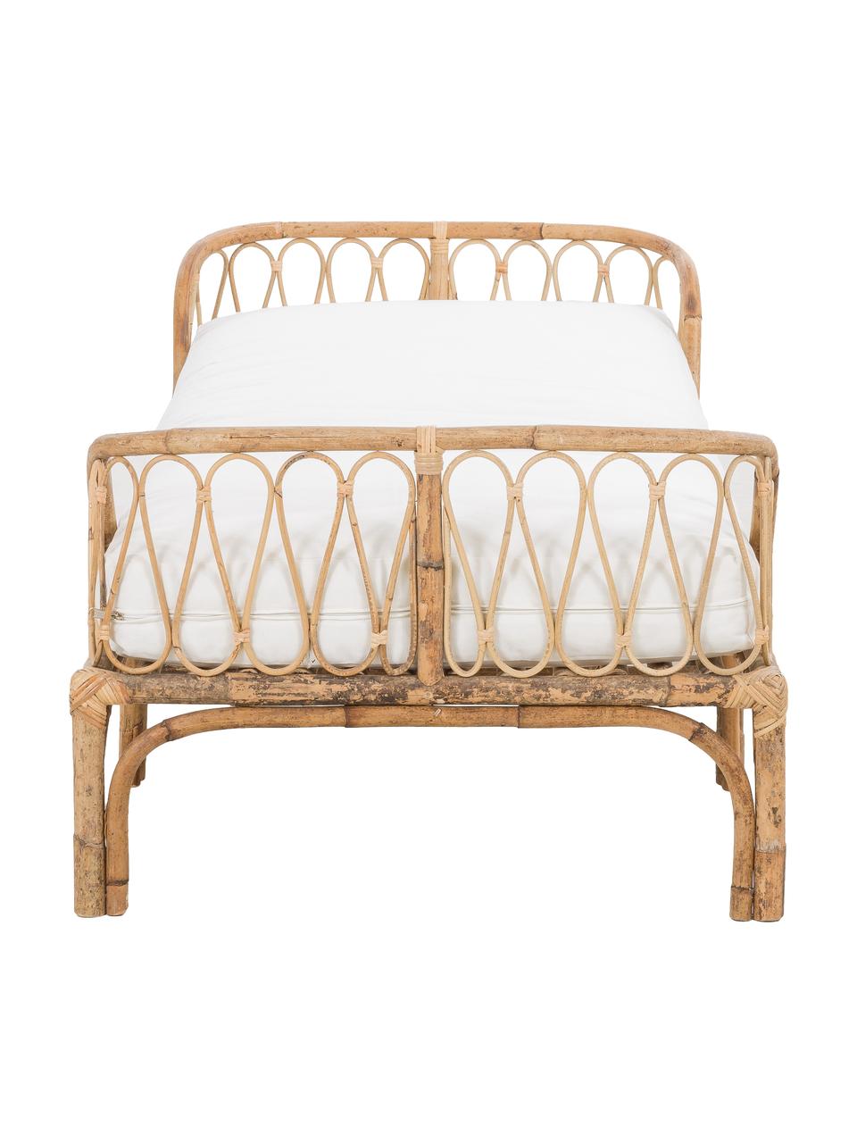 Bamboehouten daybed Blond met ligkussen, Frame: bamboehout, Bekleding: katoen, Bamboe, wit, B 185 x D 78 cm