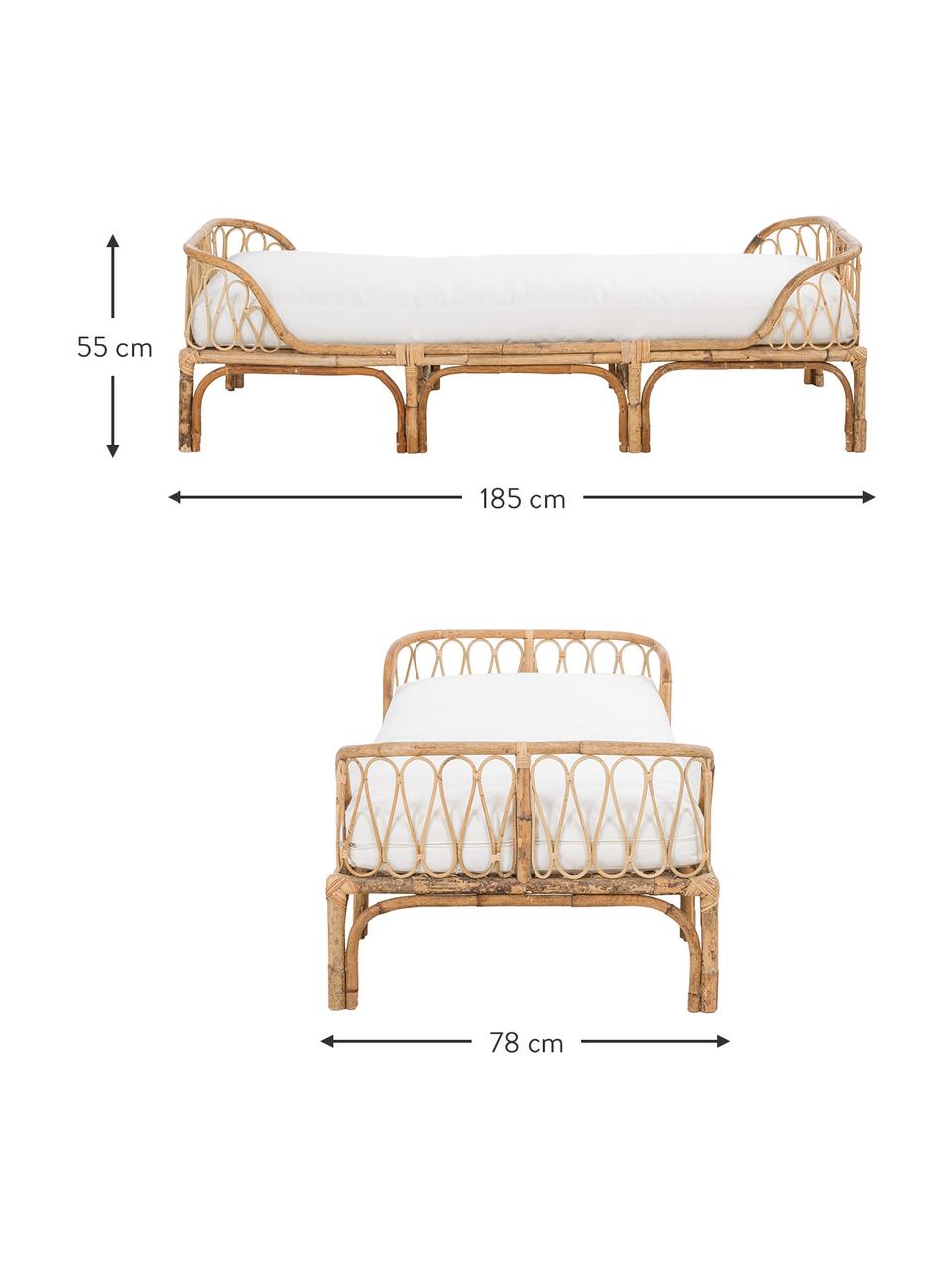 Chaise-longue in bambù con imbottitura Blond, Struttura: bambù, Rivestimento: cotone, Legno di bambù, bianco, Larg. 185 x Prof. 78 cm