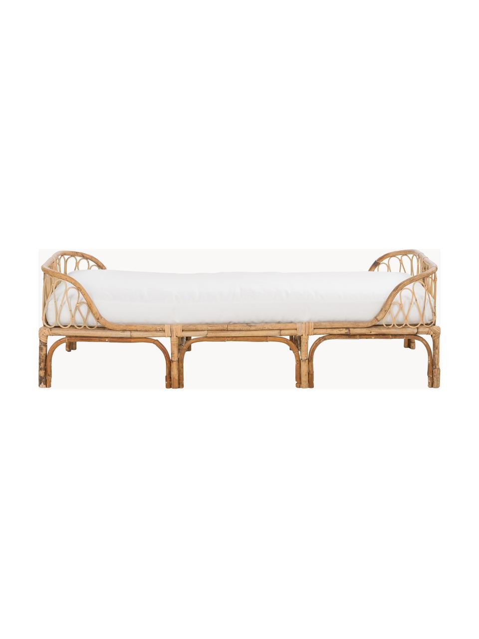 Chaise-longue in bambù con imbottitura Blond, Struttura: bambù, Rivestimento: cotone, Legno di bambù, bianco, Larg. 185 x Prof. 78 cm