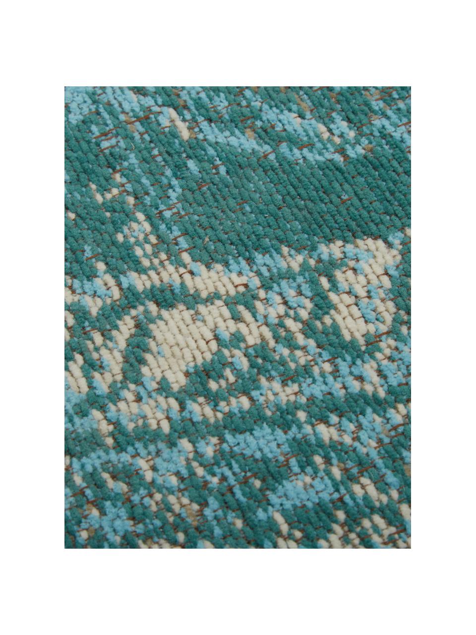 Tapis rond vintage turquoise Palermo, Tons bleus, Ø 150 cm (taille M)