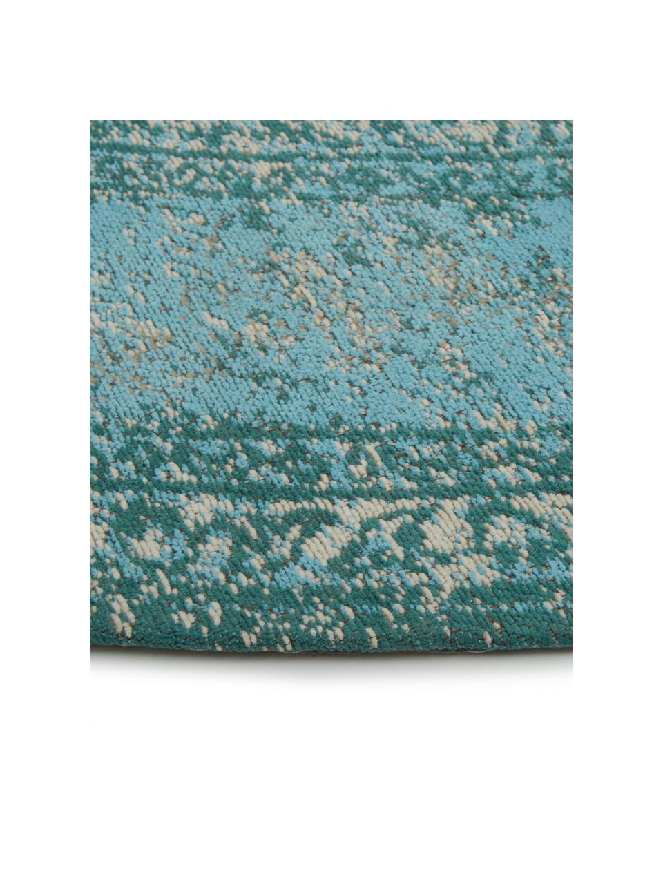 Alfombra redonda de chenilla Palermo, Parte superior: 95% algodón, 5% poliéster, Reverso: 100% algodón El material , Tonos azules, Ø 150 cm (Tamaño M)