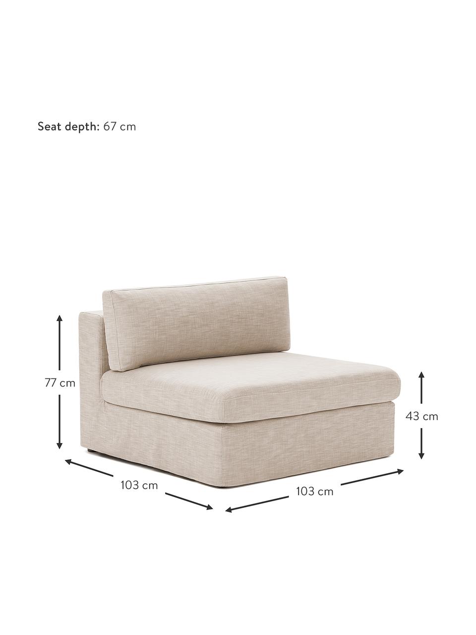 Mittelmodul Russell mit abnehmbaren Bezügen, Bezug: 100% Baumwolle Der strapa, Gestell: Massives Kiefernholz FSC-, Füße: Kunststoff, Webstoff Beige, B 103 x T 103 cm