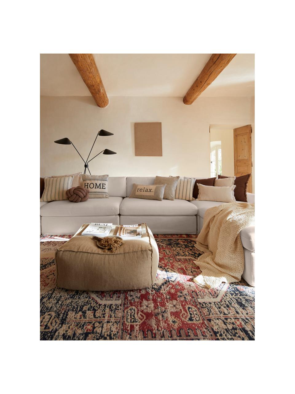 Modulo centrale Russell, Rivestimento: 100% cotone Con 50.000 ci, Struttura: legno di pino massiccio c, Piedini: materiale sintetico, Tessuto taupe, Larg. 103 x Alt. 77 cm