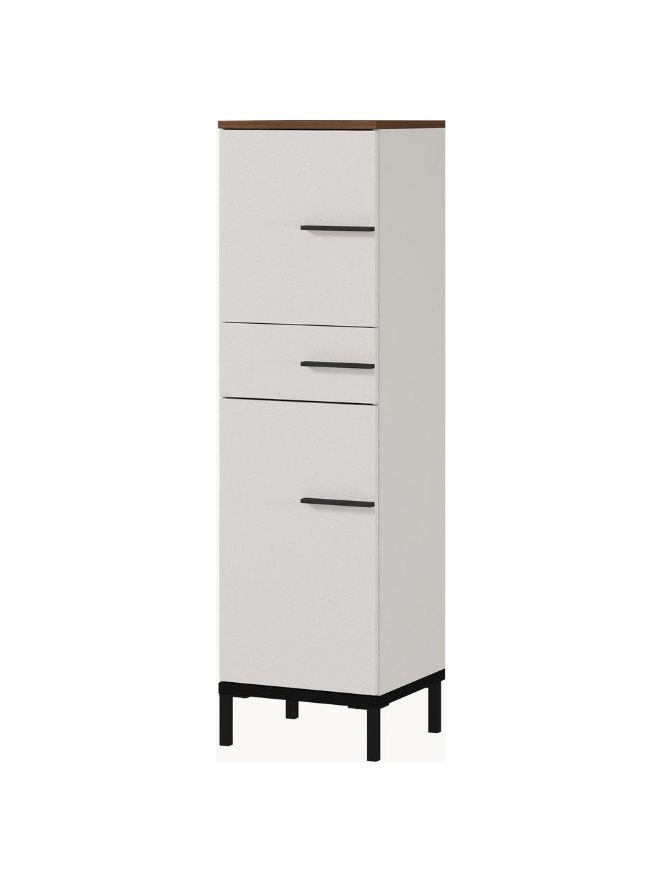 Bad-Midischrank Elisa, B 34 cm, Oberfläche: Spanplatte mit Melaminhar, Korpus: Spanplatte, melaminbeschi, Off White, Dunkles Holz, B 34 x H 123 cm