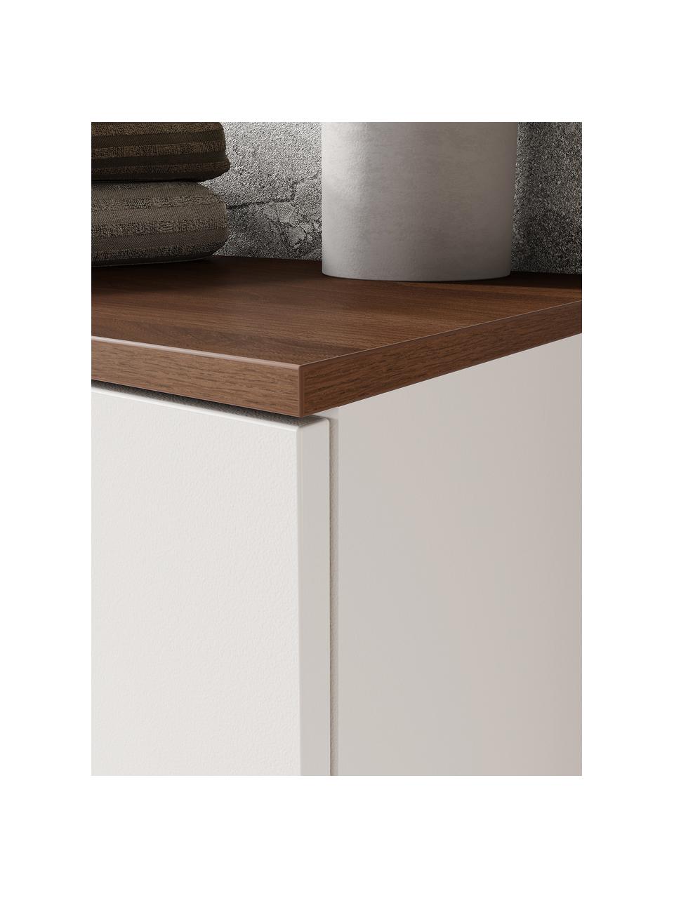 Midi badkamerkast Elisa, B 34 cm, Frame: spaanplaat, melamine geco, Gebroken wit, donker hout, B 34 x H 123 cm