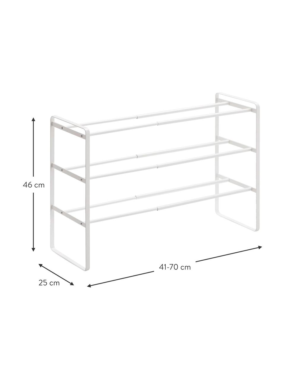 Uitschuifbaar schoenenkast Frame, Gepoedercoat staal, Wit, B 41-70 x H 46 cm
