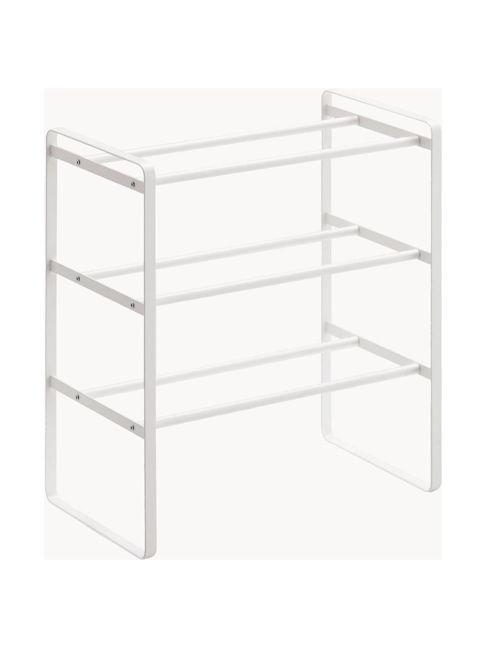 Uitschuifbaar schoenenkast Frame, Gepoedercoat staal, Wit, B 41-70 x H 46 cm