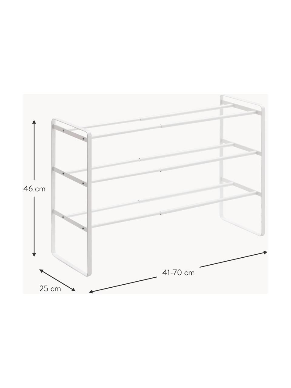 Ausziehbares Schuhregal Frame, Stahl, pulverbeschichtet, Weiß, B 41 - 70 x H 46 cm