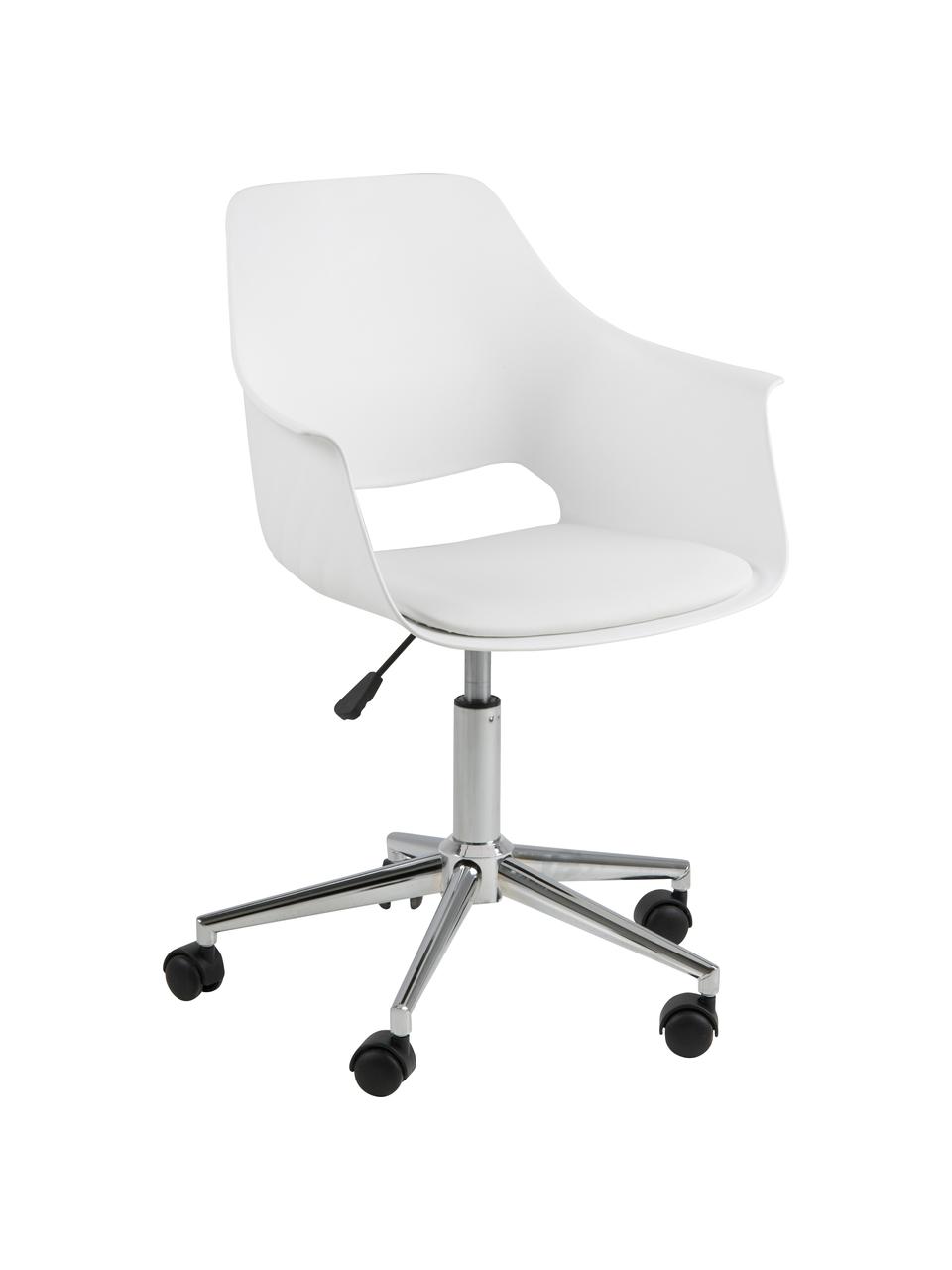 Bürodrehstuhl Ramona, höhenverstellbar, Beine: Metall, verchromt, Weiß, B 57 x T 53 cm