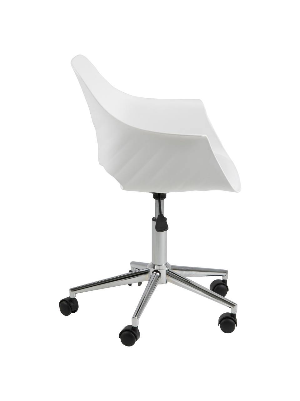 Bürodrehstuhl Ramona, höhenverstellbar, Beine: Metall, verchromt, Weiß, B 57 x T 53 cm