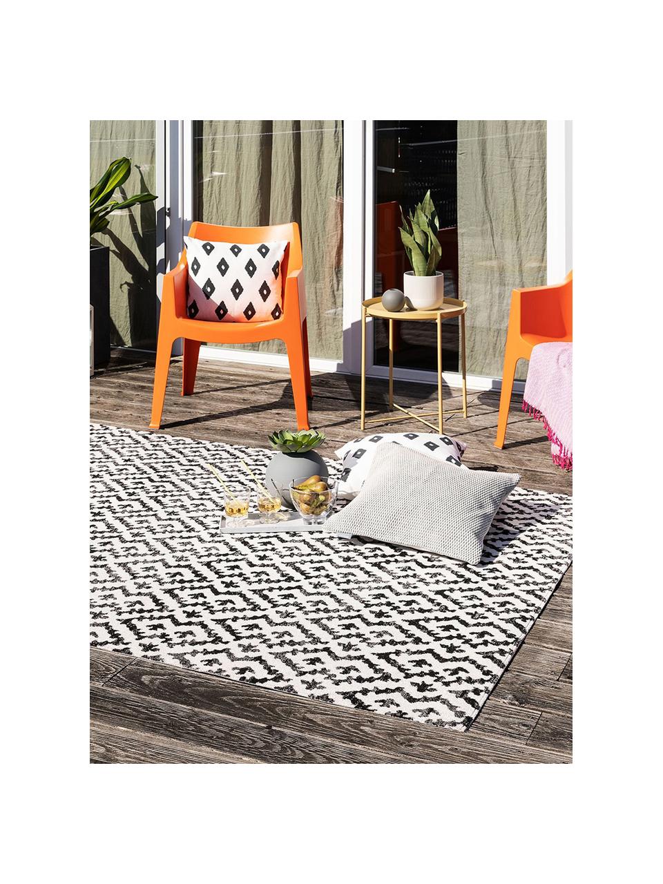 Tapis d'extérieur style ethnique Jerry, Noir, blanc