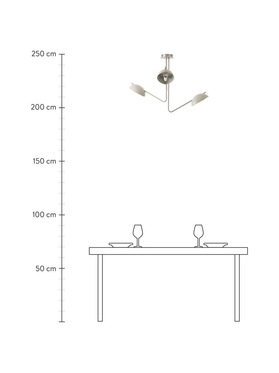 Lampada grande da soffitto retrò Johan, Baldacchino: metallo spazzolato, Argentato, Ø 75 x Alt. 50 cm