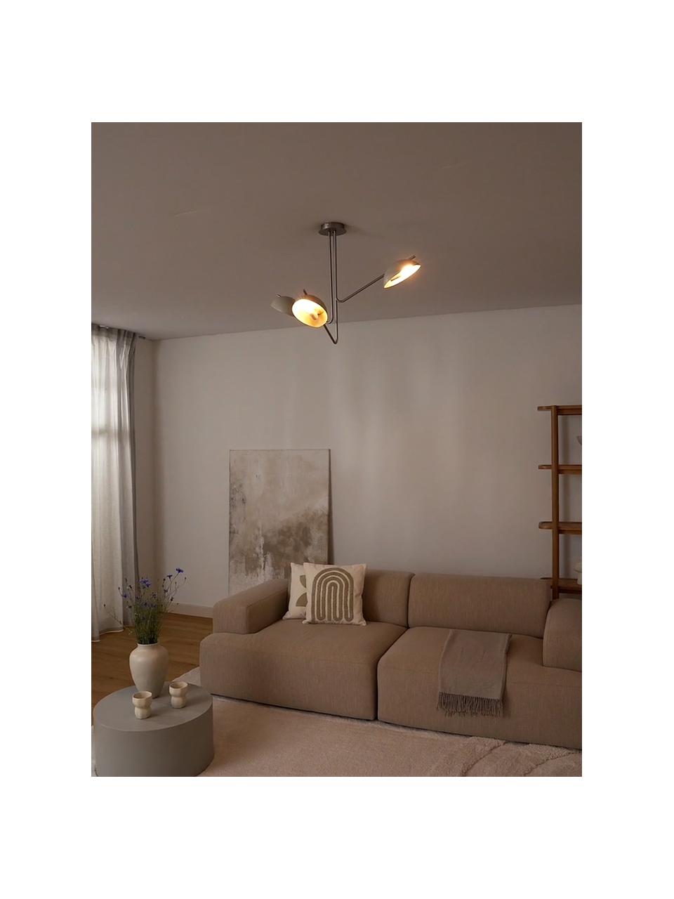 Lampada grande da soffitto retrò Johan, Baldacchino: metallo spazzolato, Argentato, Ø 75 x Alt. 50 cm